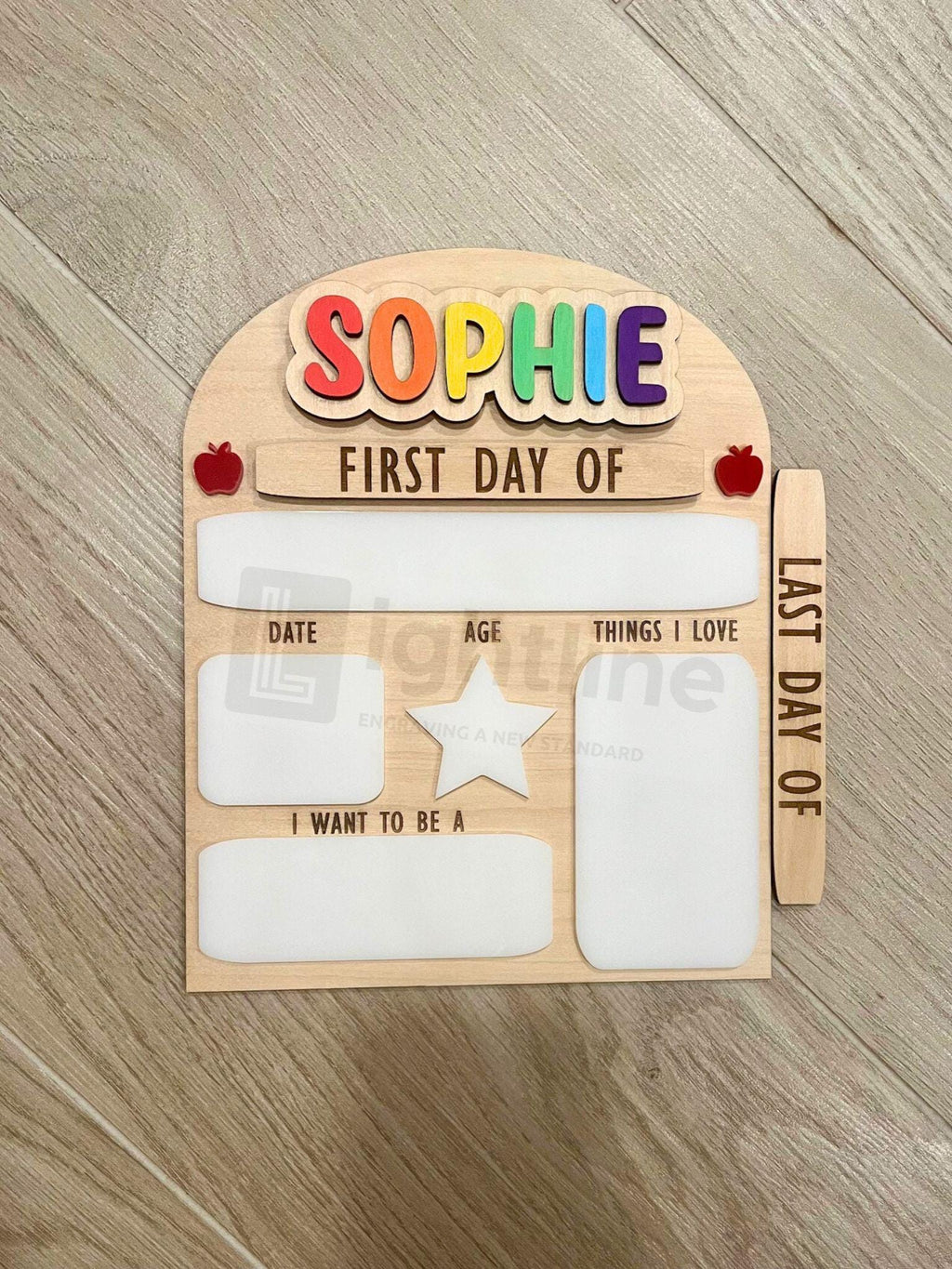 Personalized First & Last Day of School Sign: Interchangeable, Reusable Dry Erase 8"x10"