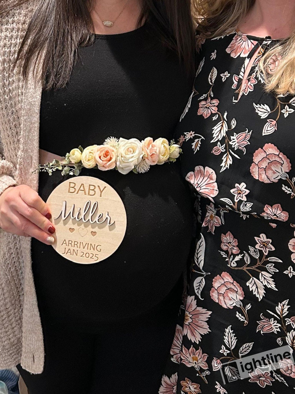 Personalized Wood Engraved Baby Announcement Sign: Due Date Plaque