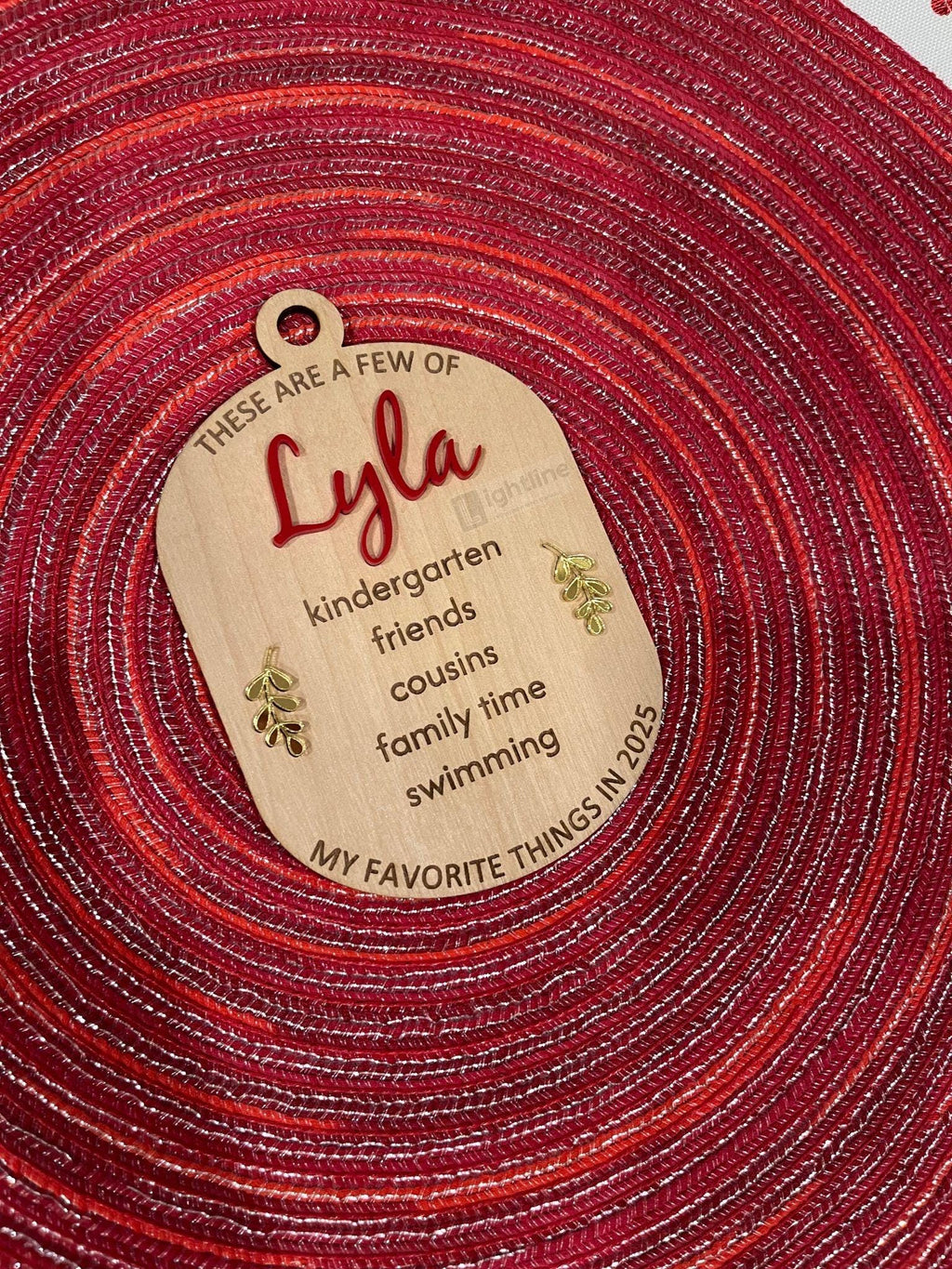 Favorite Things Wood Engraved Christmas Ornament | Snapshot of the Year