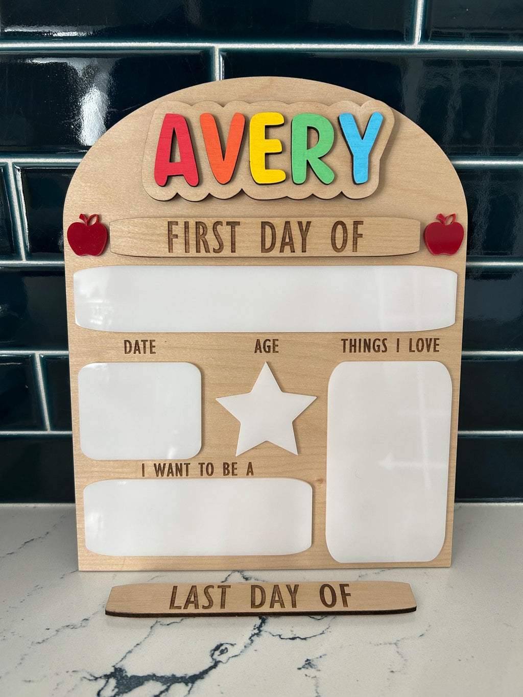 Personalized First & Last Day of School Sign: Interchangeable, Reusable Dry Erase 8"x10"