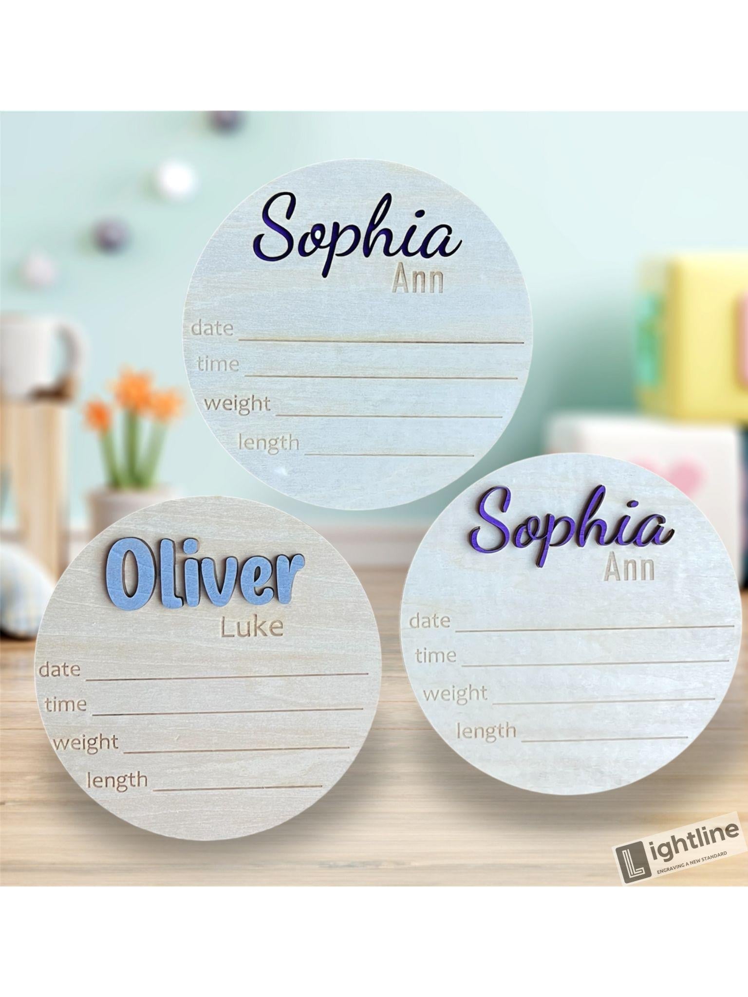 Personalized Wood Baby Name Announcement Sign: Birth Stat Sign