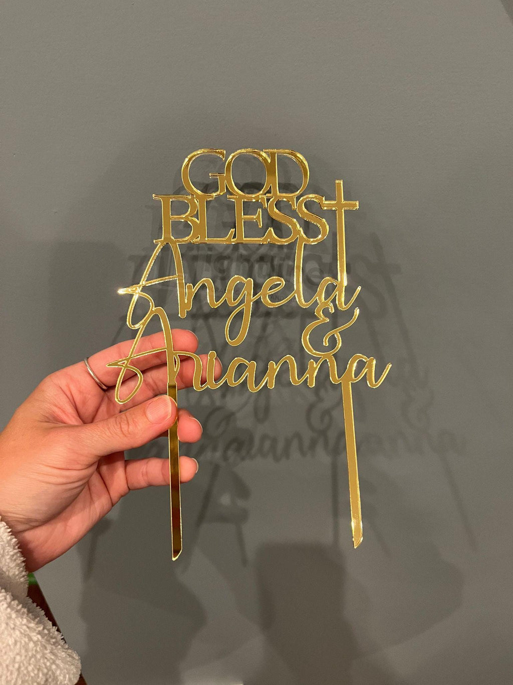 God Bless Name Cake Topper | Personalized Baptism, Christening or Communion Decor