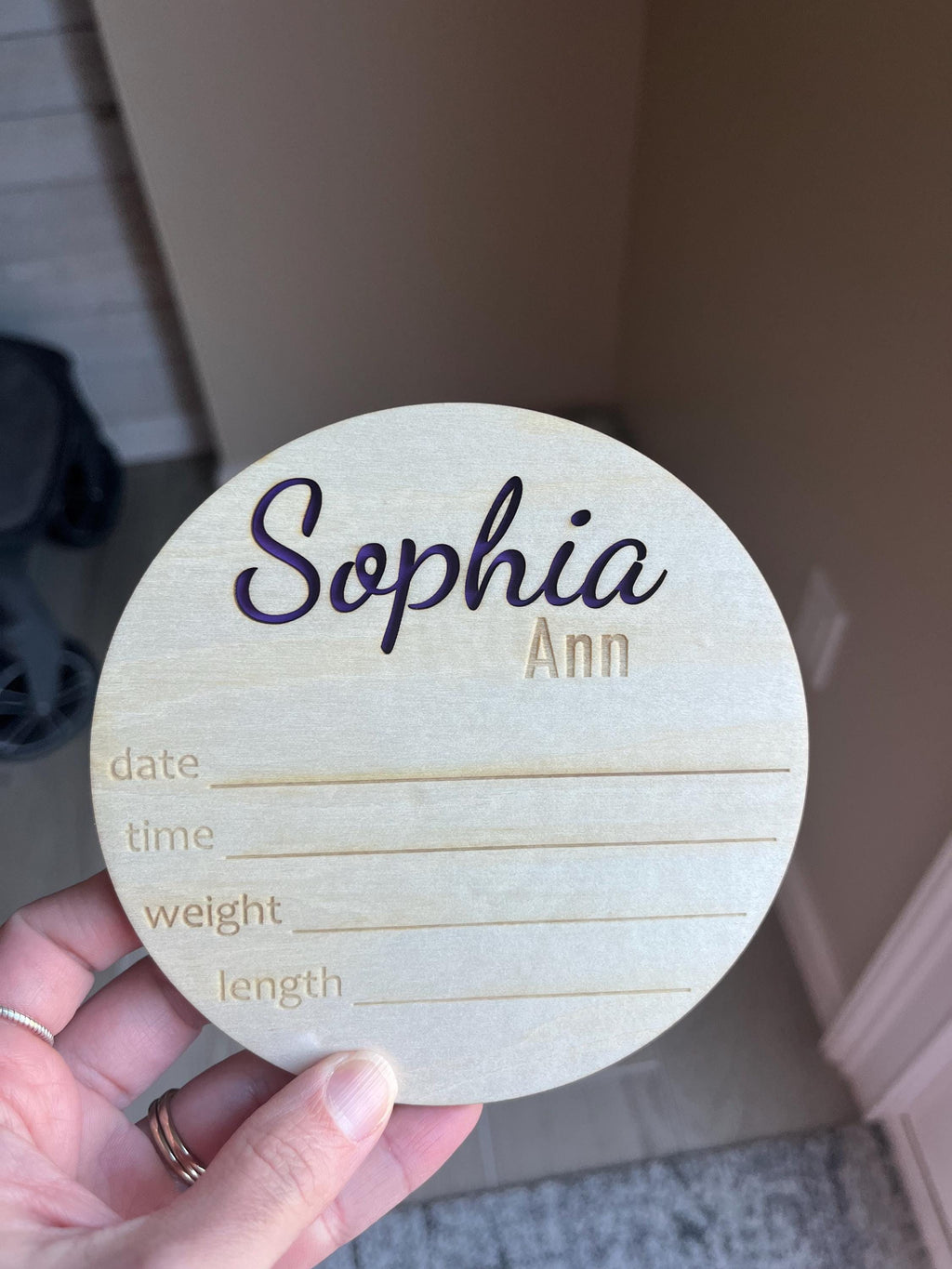 Personalized Wood Baby Name Announcement Sign: Birth Stat Sign