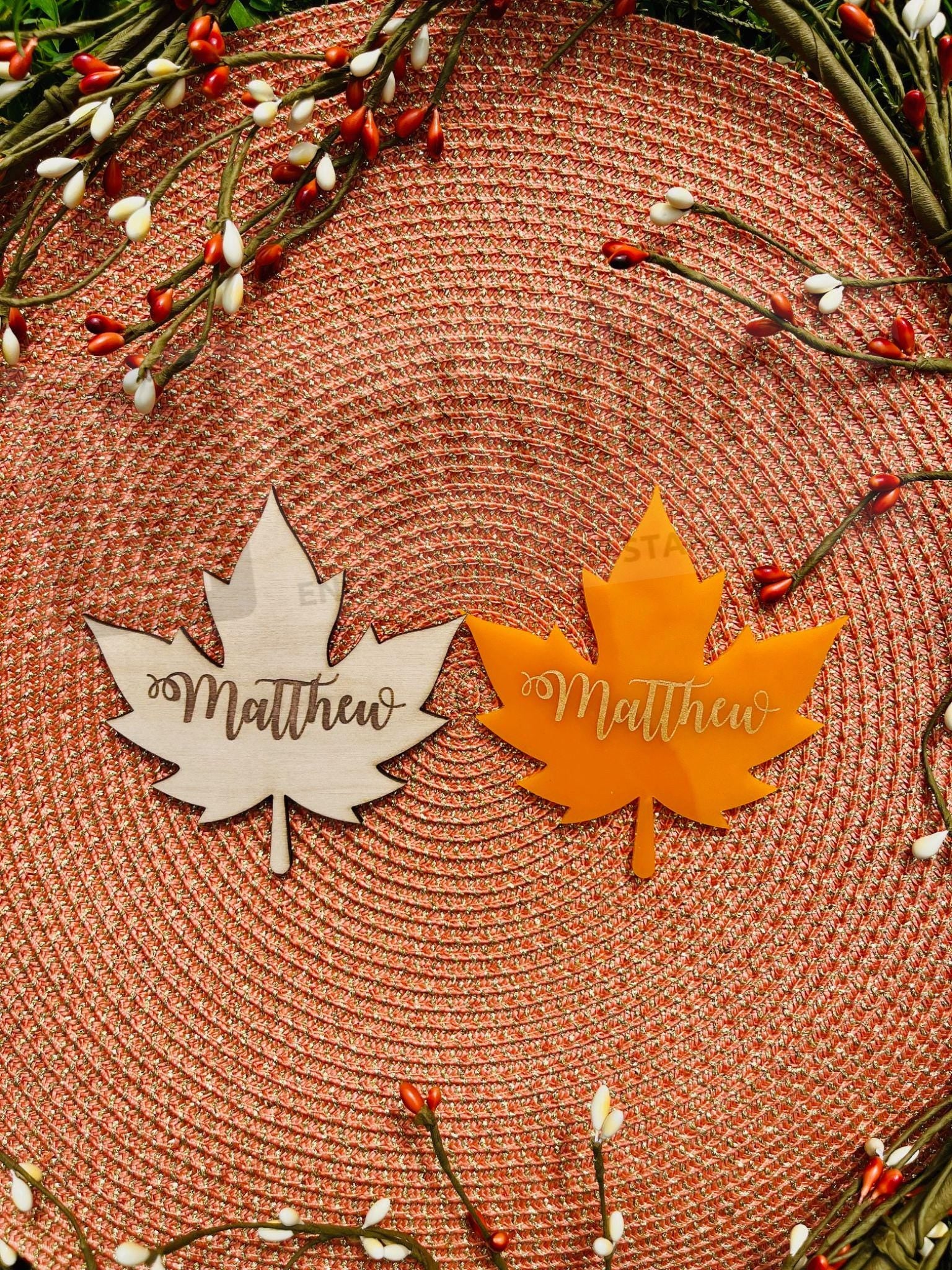 Personalized Thanksgiving Place Cards: Turkey & Leaf Designs, Custom Name Tags