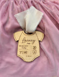 Personalized Laser Engraved Onesie Christmas Ornament with Baby Statistics
