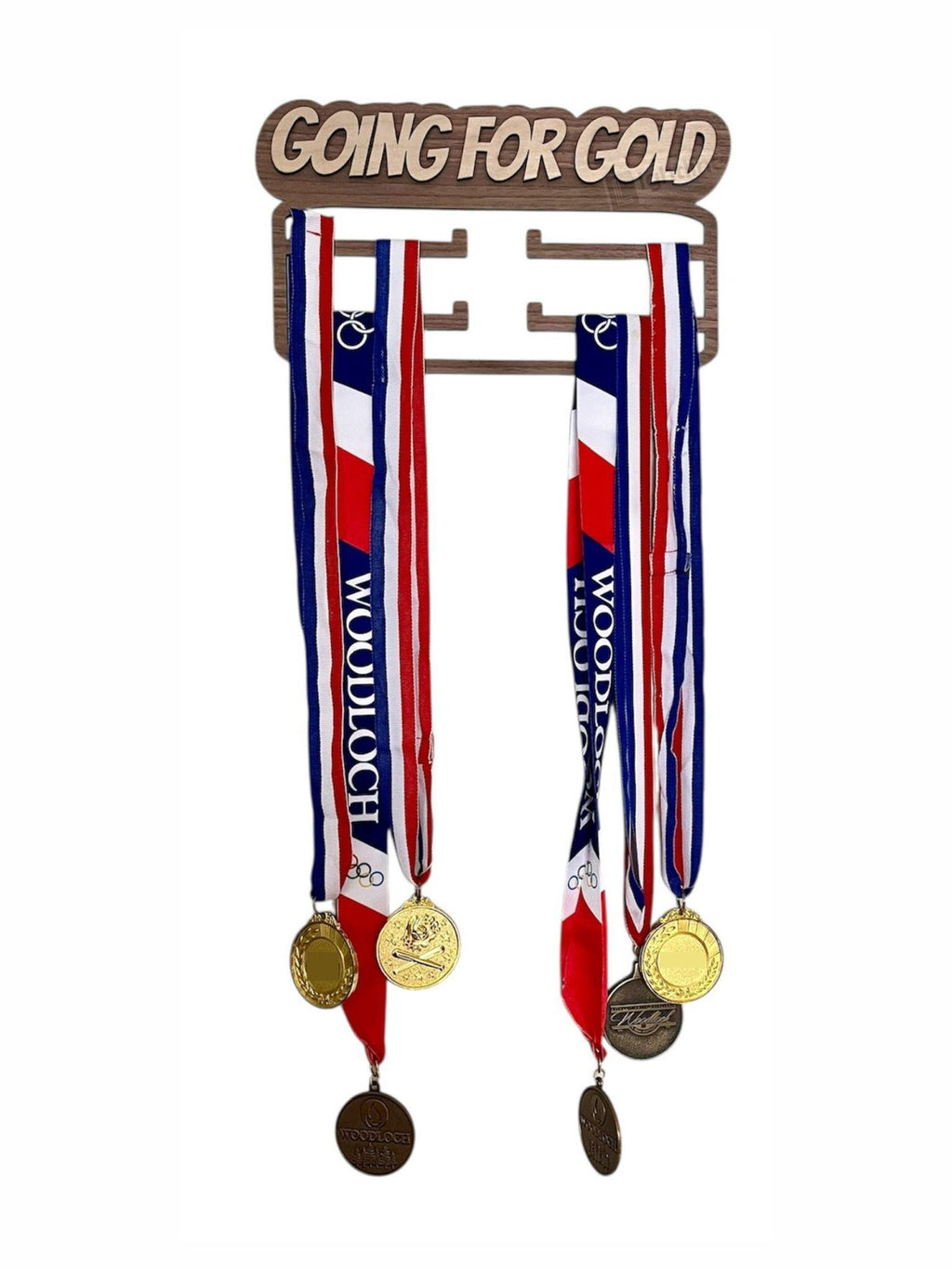 Going for Gold Custom Medal Display, Personalized Name Wood Wall Hanger for Medals and Ribbons