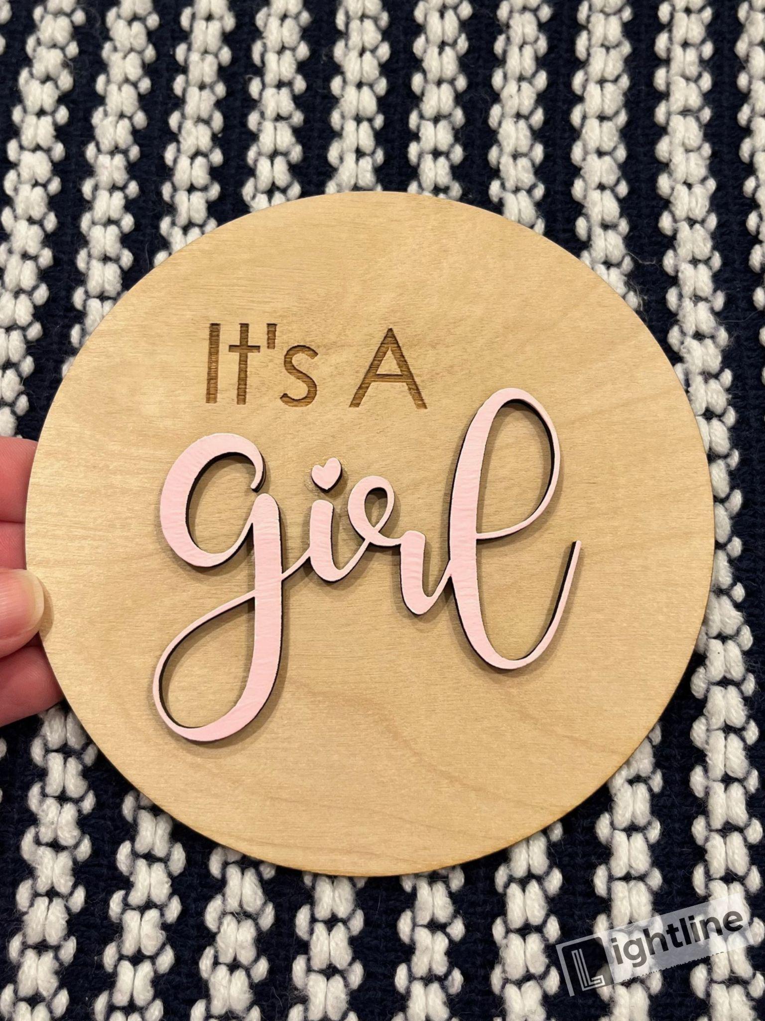 Engraved Wood Gender Reveal Announcement Sign: Photo Prop