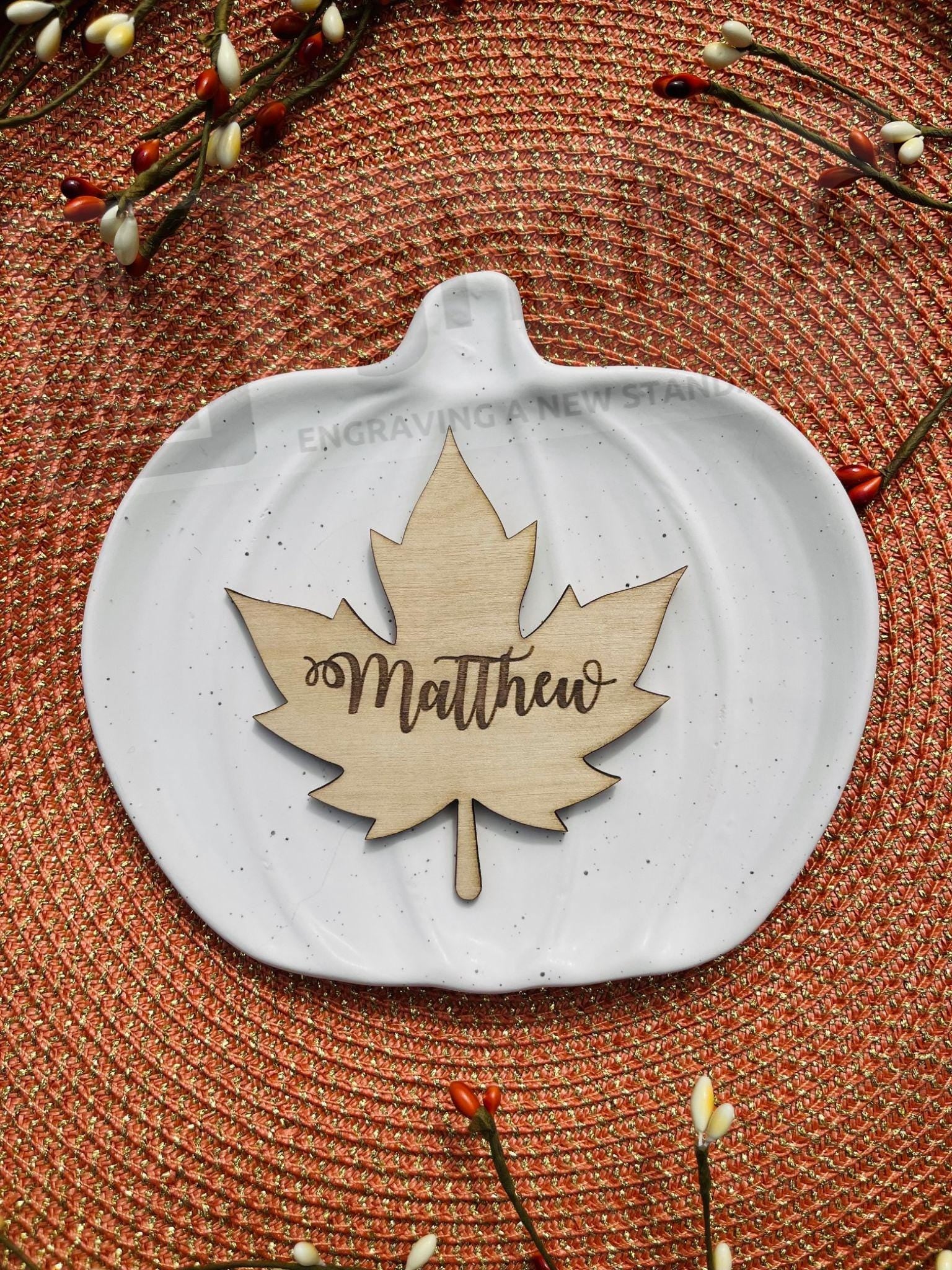 Personalized Thanksgiving Place Cards: Turkey & Leaf Designs, Custom Name Tags