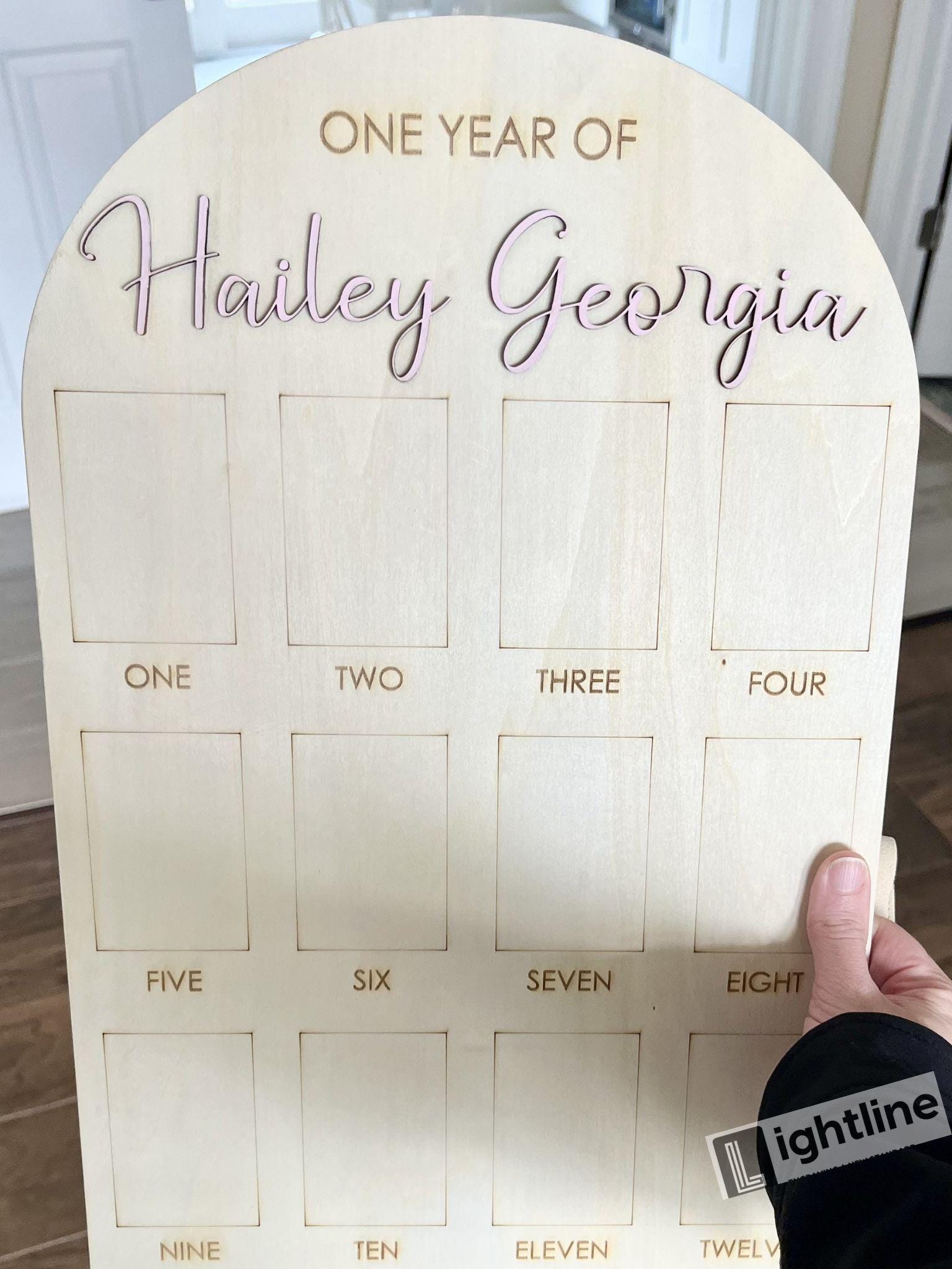 Wooden My First Year Photo Milestone Board: 12 Month Birthday Decor