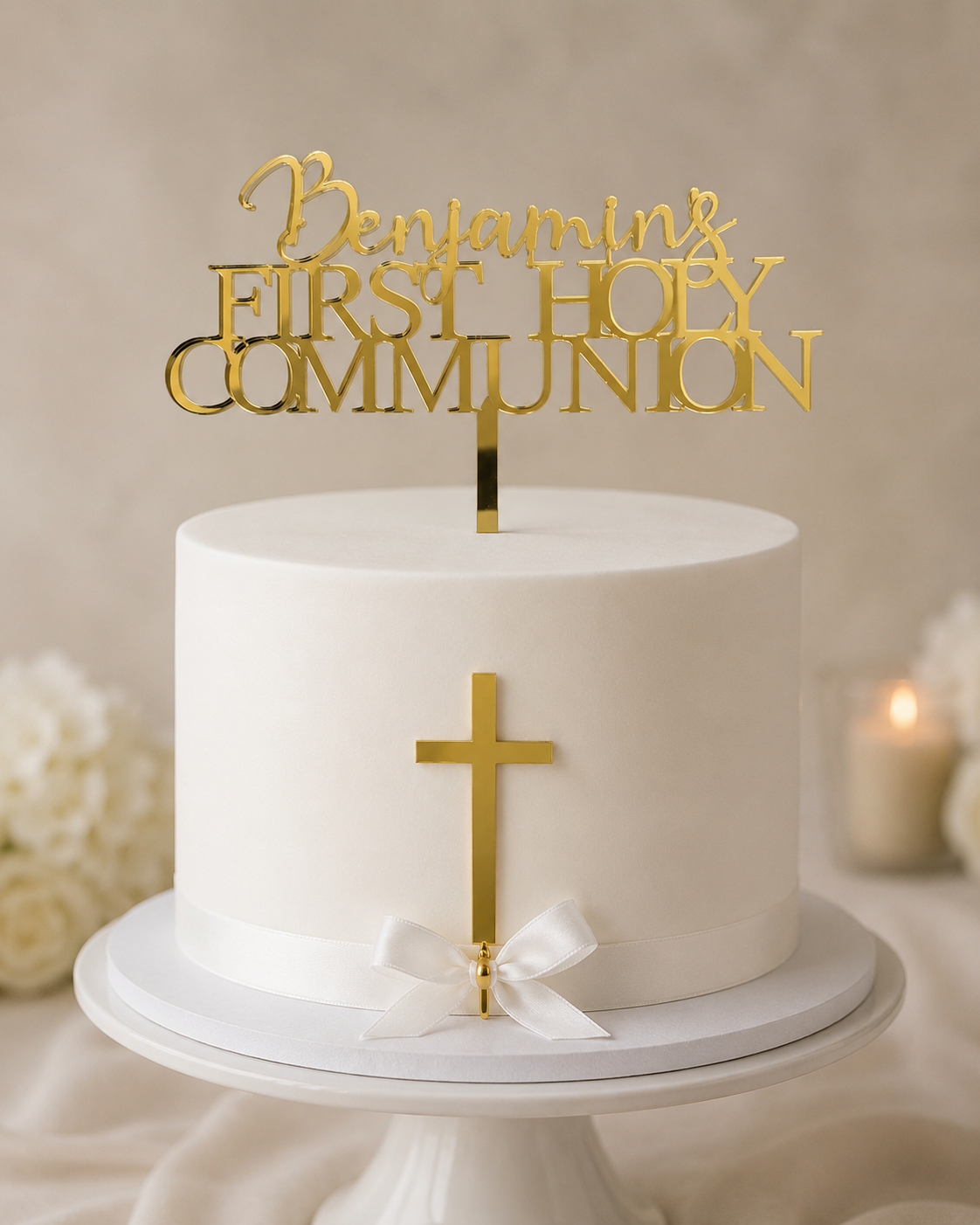 First Holy Communion Cake Topper & Cake Charms | Personalized Baptism, Christening Decor | Mi Primera Comunion
