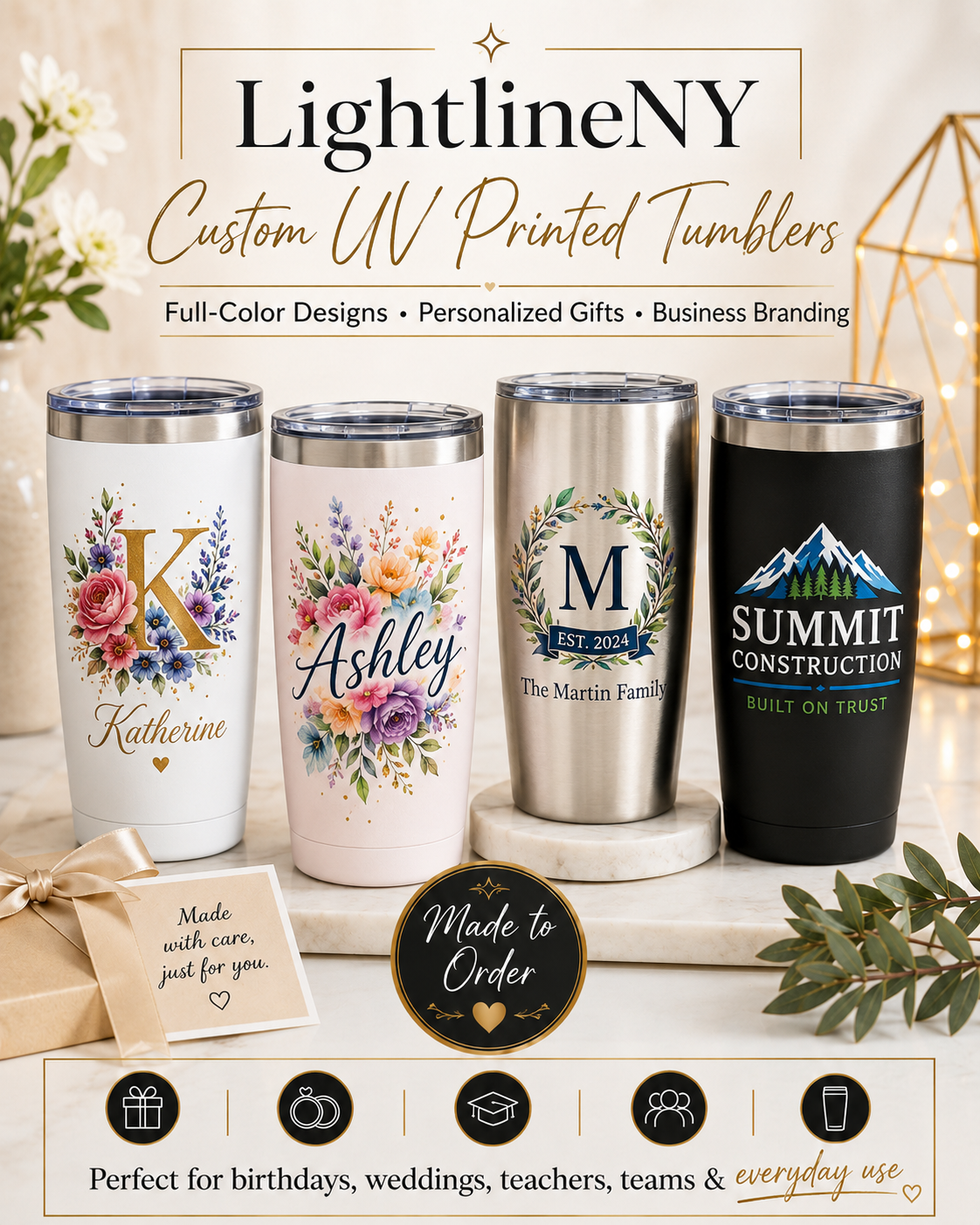 Custom tumblers & drinkware