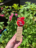 Personalized Teacher Bookmark: Engraved Wood Apple, Appreciation Gift