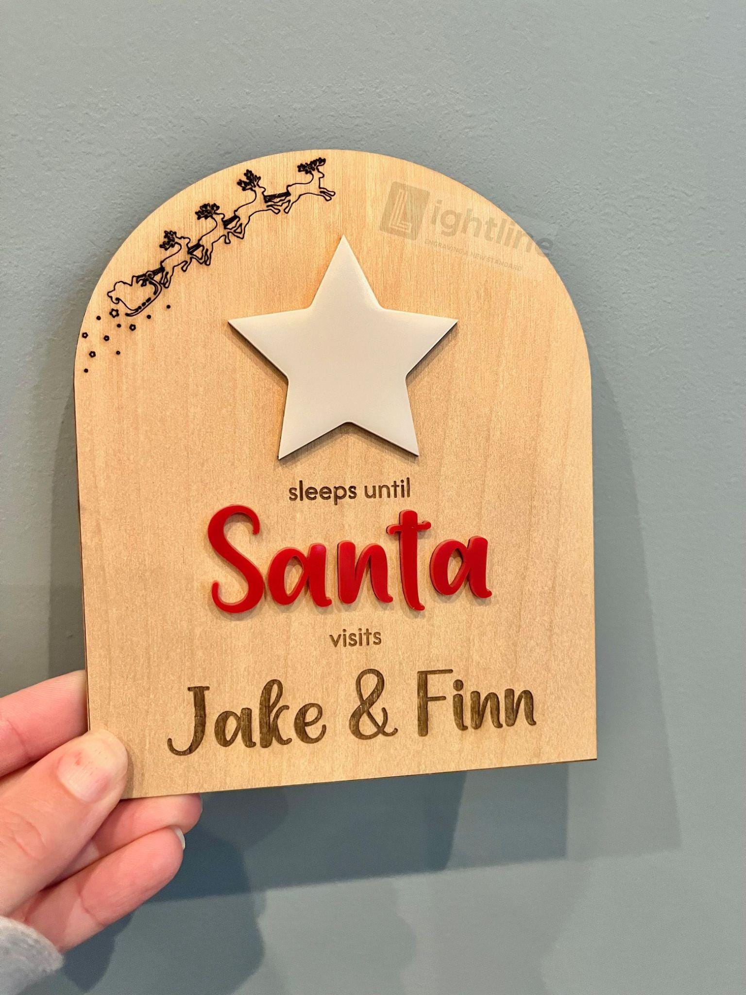 Personalized Santa Sleeps Christmas Countdown Sign: Acrylic Dry Erase Santa Tracker