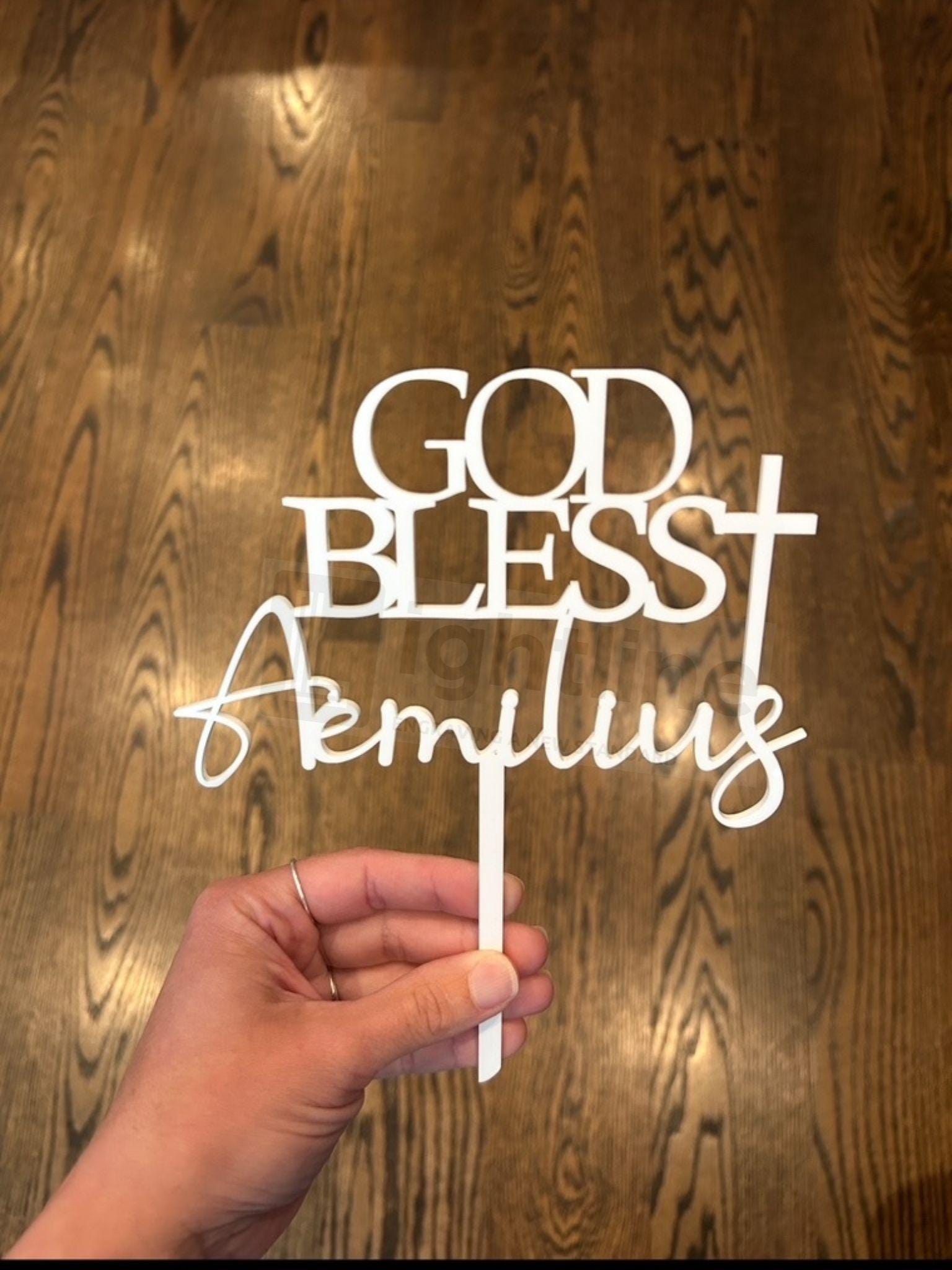 God Bless Name Cake Topper | Personalized Baptism, Christening or Communion Decor