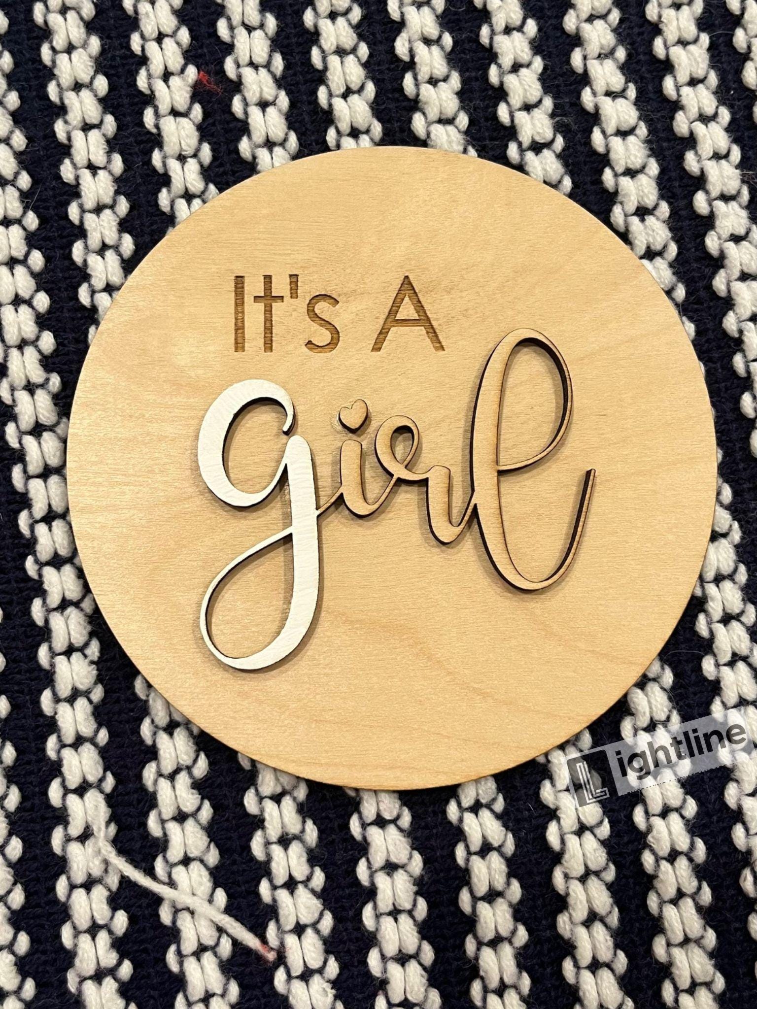 Engraved Wood Gender Reveal Announcement Sign: Photo Prop