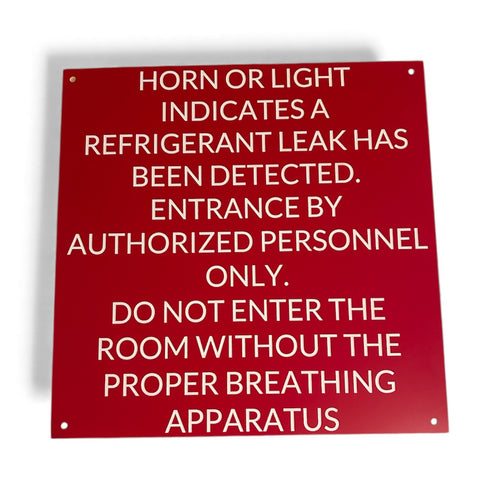 Custom red engraved electrical and equipment room sign with white lettering