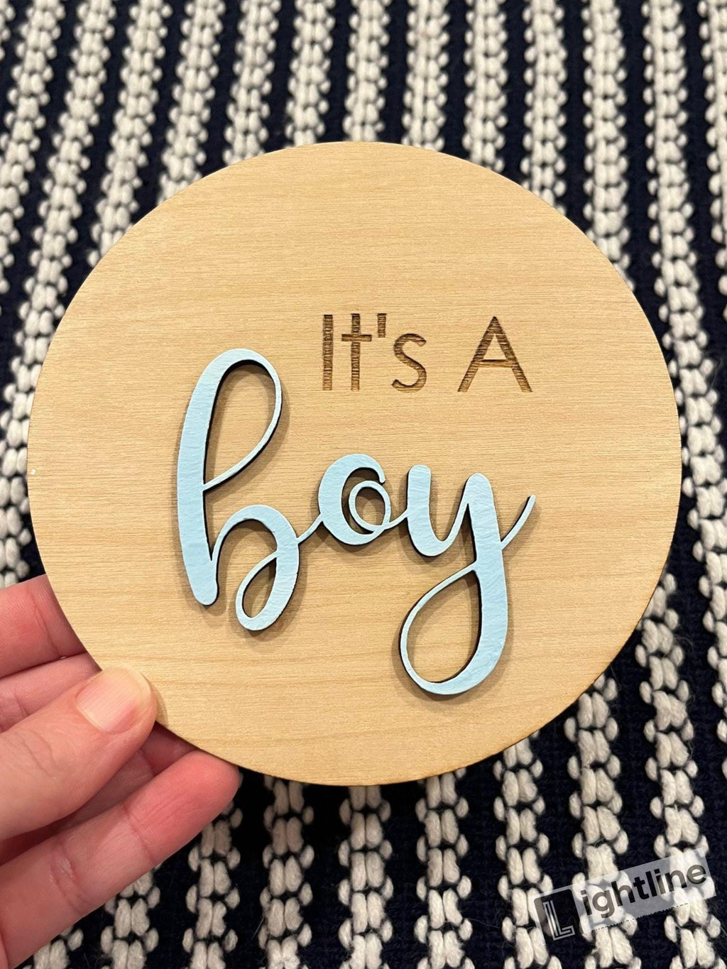 Engraved Wood Gender Reveal Announcement Sign: Photo Prop