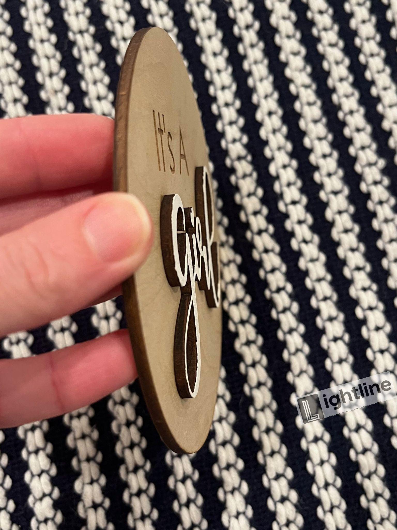 Engraved Wood Gender Reveal Announcement Sign: Photo Prop