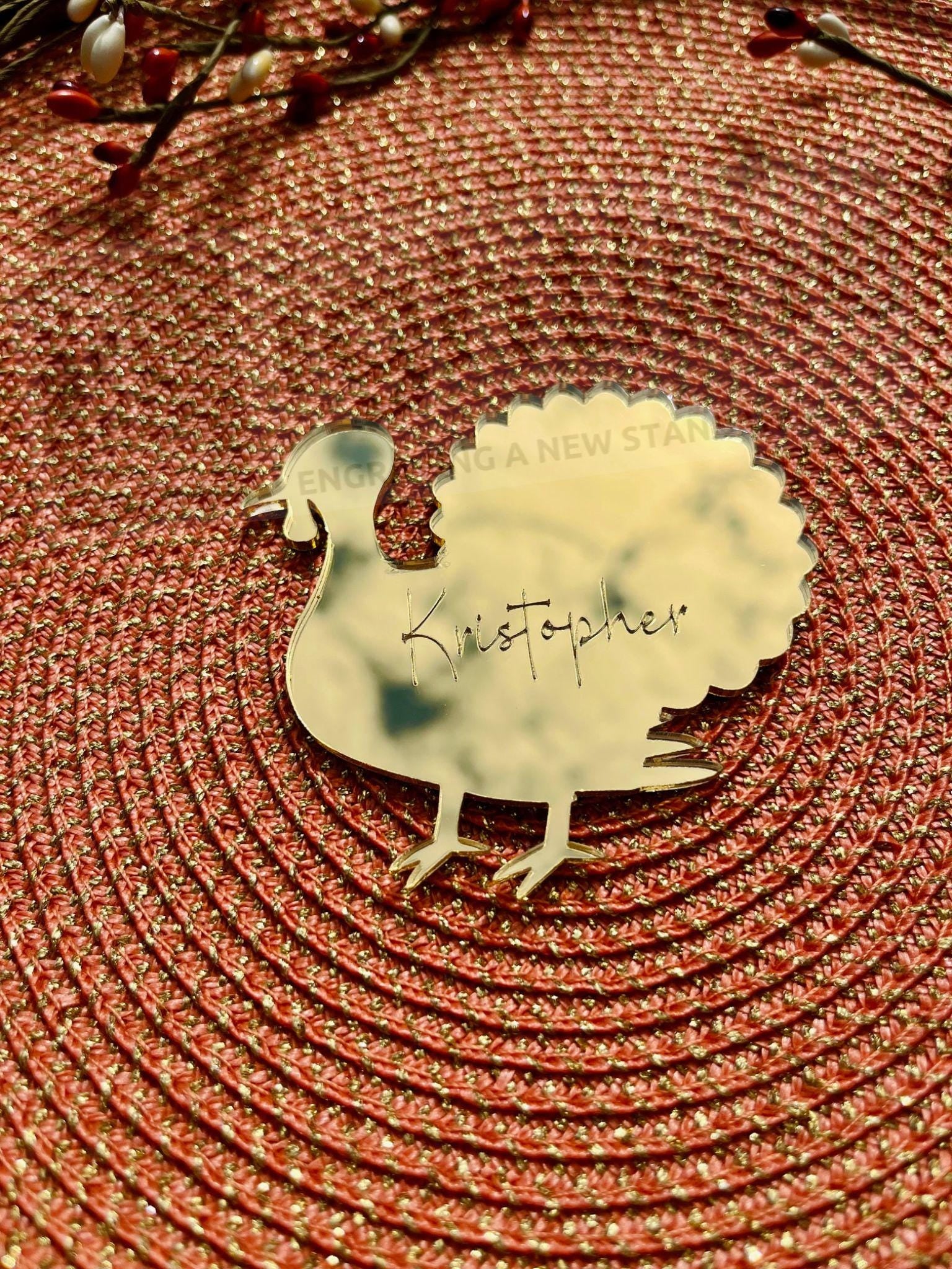 Personalized Thanksgiving Place Cards: Turkey & Leaf Designs, Custom Name Tags