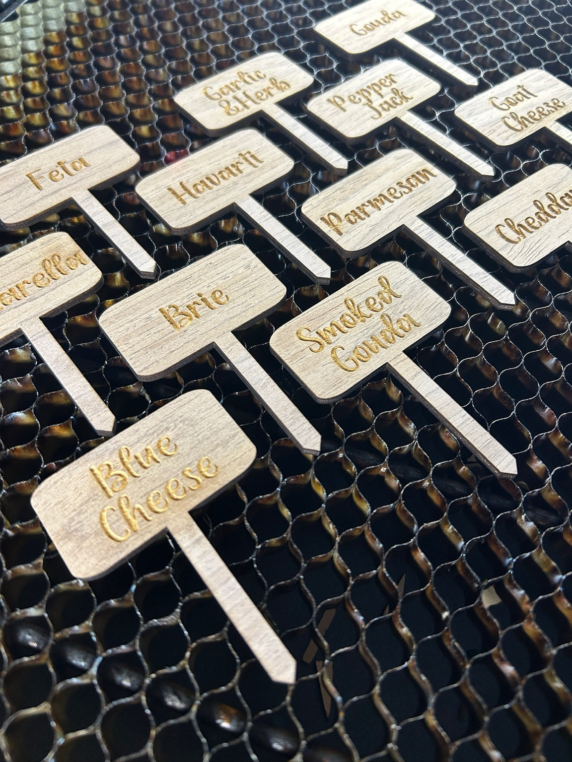 Custom engraved cheese markers
